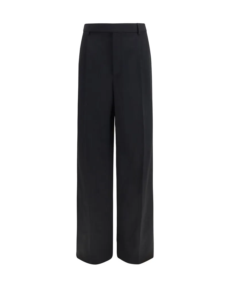Saint Laurent Fluid Grain Trousers — Black Black
