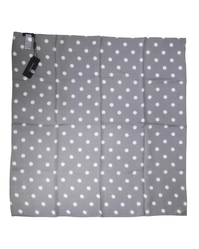 Dolce & Gabbana Men's Blue Polka Dot Silk Square Foulard 91.5cm X 89.5cm Scarf Gray