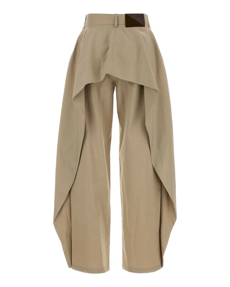 Loewe Cotton Blend Wide-Leg Trousers — Beige Beige