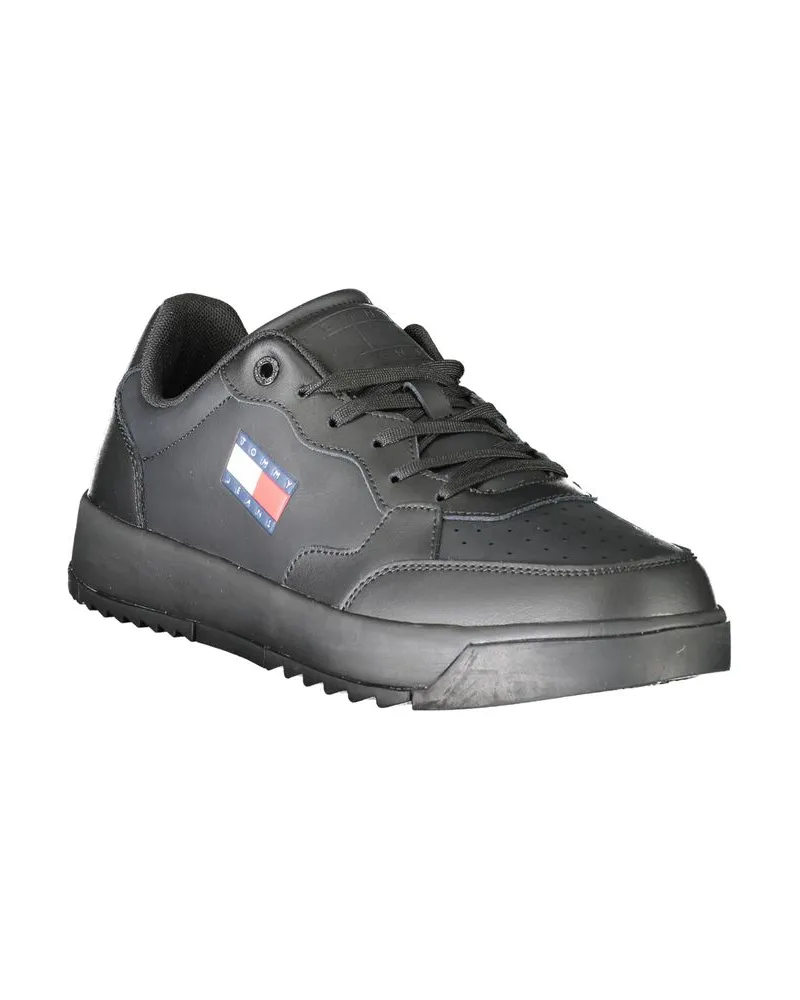 Tommy Hilfiger Leather and Polyurethane Sneakers — Black Black