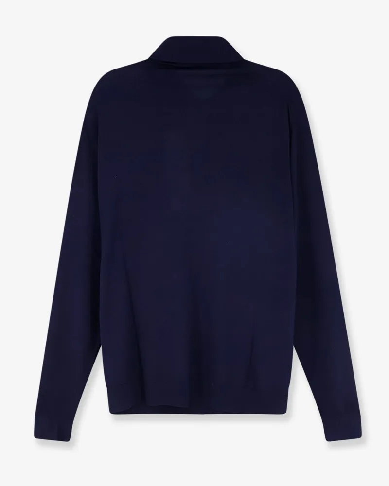 Kiton Men's Polo Shirt Blue Wool T-shirts And Polos Navy