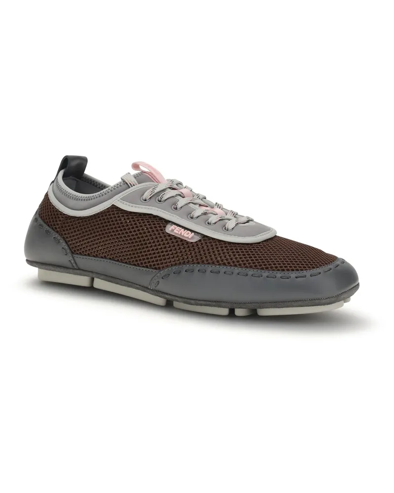 Fendi Men's Leather And Mesh Sneakers By  Grig+moro+grigio Med Gray