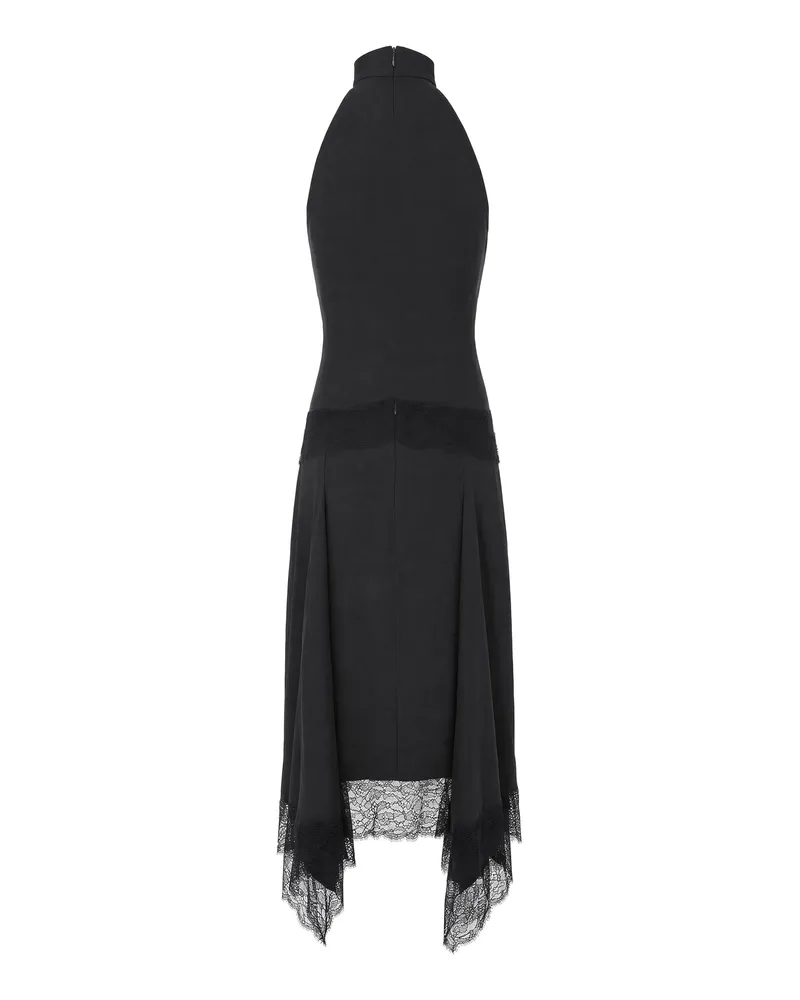 ANDAMANE Women's Evening Dress Gwyneth With Halter Neck And Lace Inserts Black Cupro Suits Black