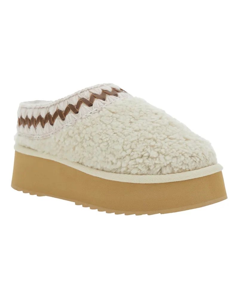 Mou Women's White Mules With Braided Detail Sheep White