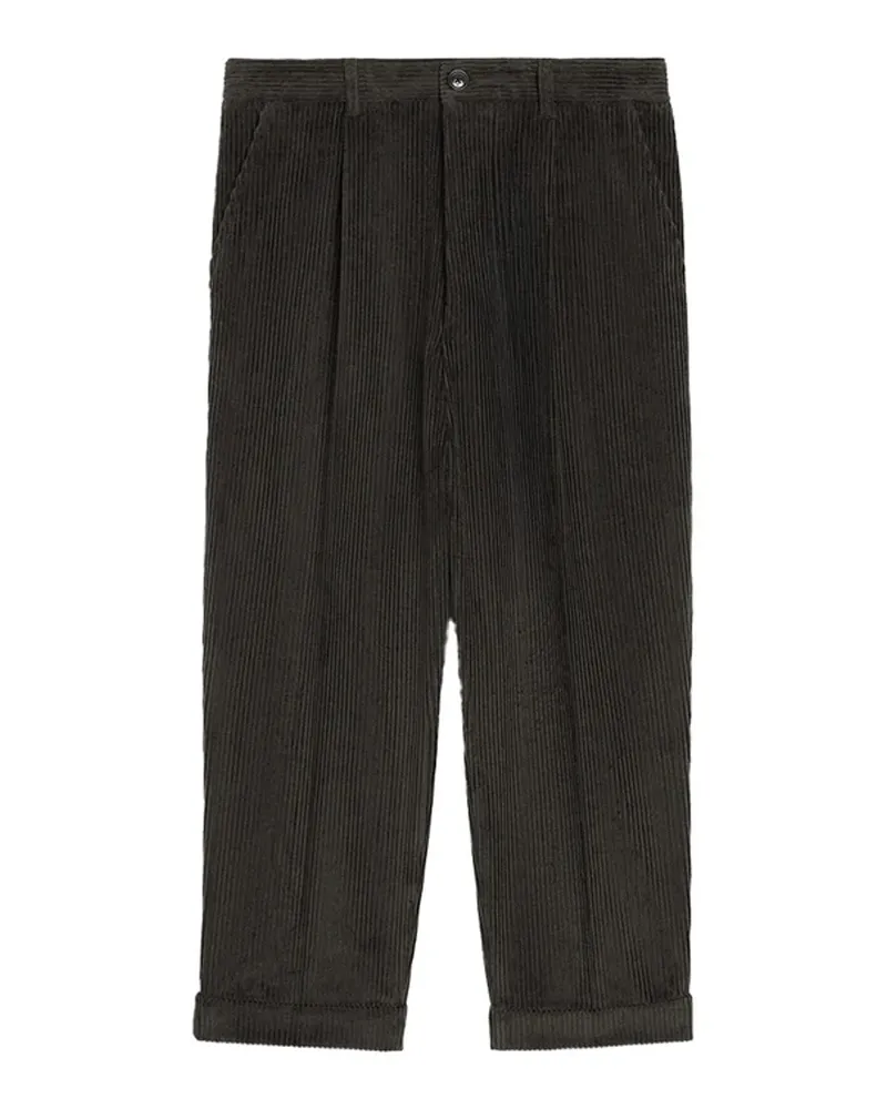 AMI Paris Cotton Corduroy Carrot Trousers — Gray Gray