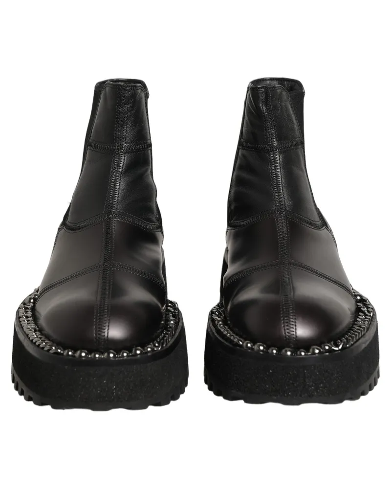 Dolce & Gabbana Men's Black Leather Slip On Chelsea Boots Shoes Black