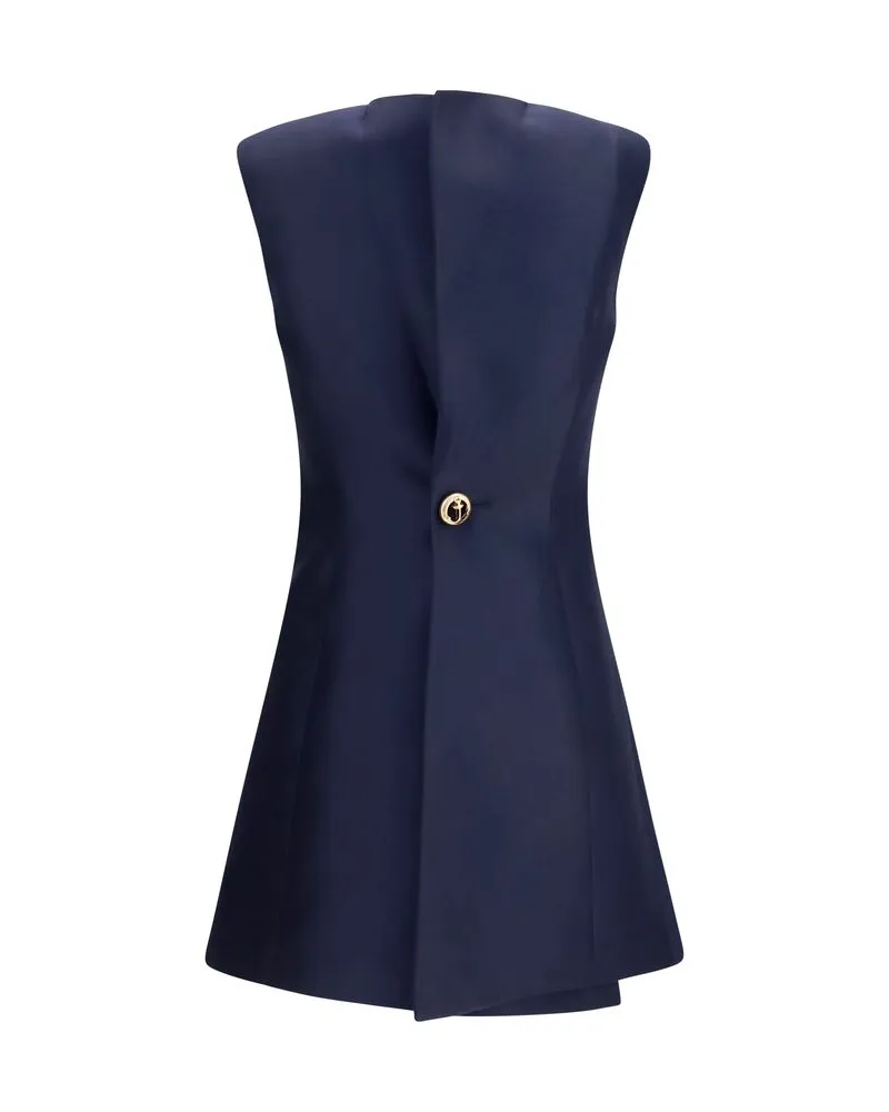 Balenciaga Women's Blue Wool Oves Aries Casual Dress Navy