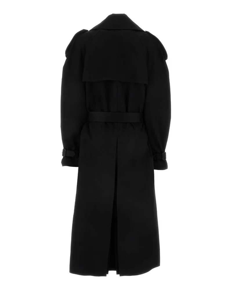 Saint Laurent Women's Black Cotton Trench Coat Noir Exterior Black