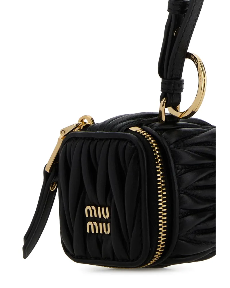 Miu Miu 5tl527afpp F0002 Nero Acciaio-Agnello Portachiavi Keychains Black