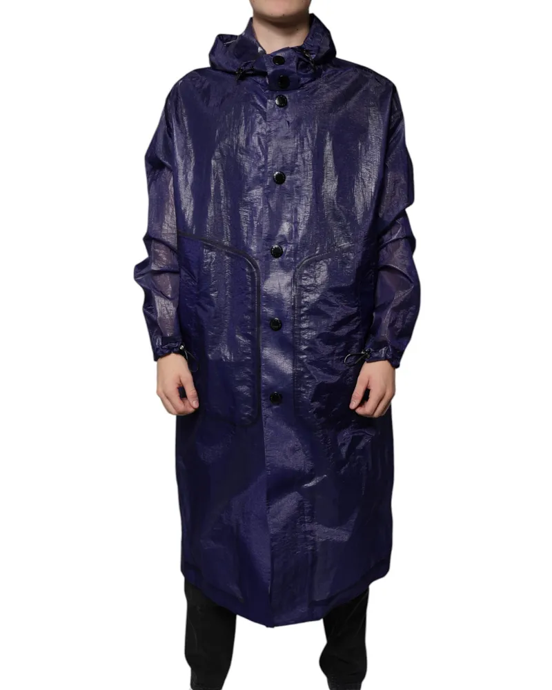 Dolce & Gabbana Hooded Cotton-Elastane Raincoat — Navy Navy