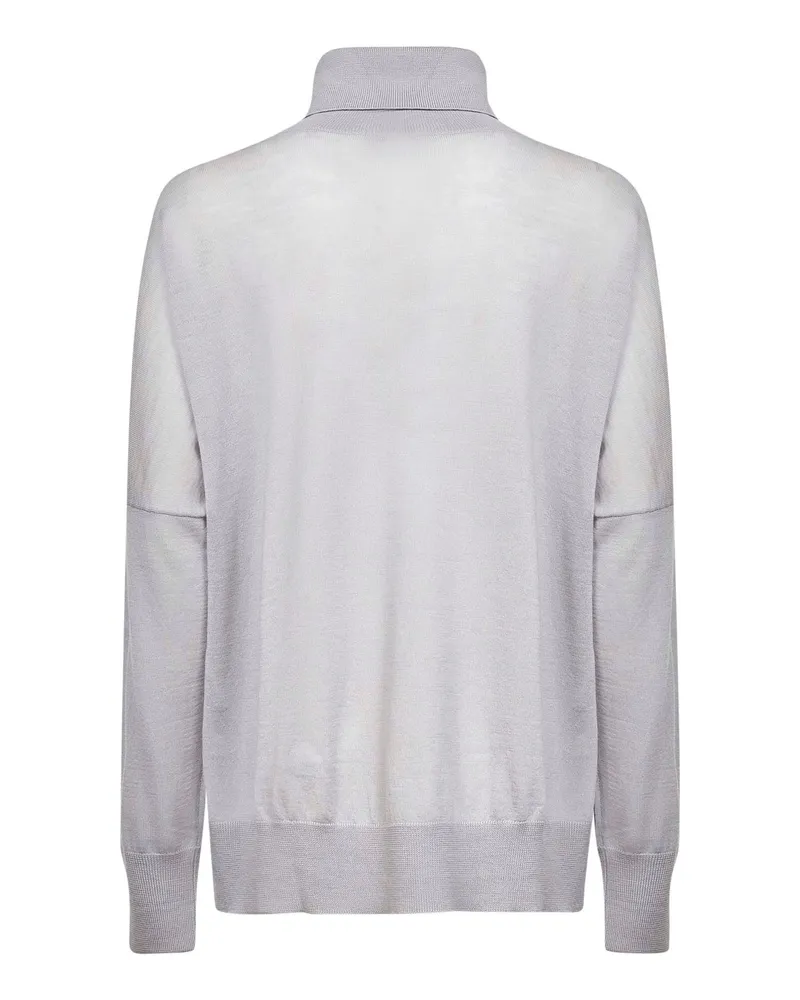 Blanca Women's Oversized Turtleneck Sweater Grey Virgin Wool Gray