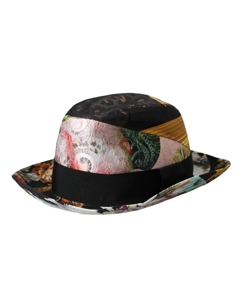 Dolce & Gabbana Multicolor Patchwork Women Fedora Wide Brim Hat Multicolor