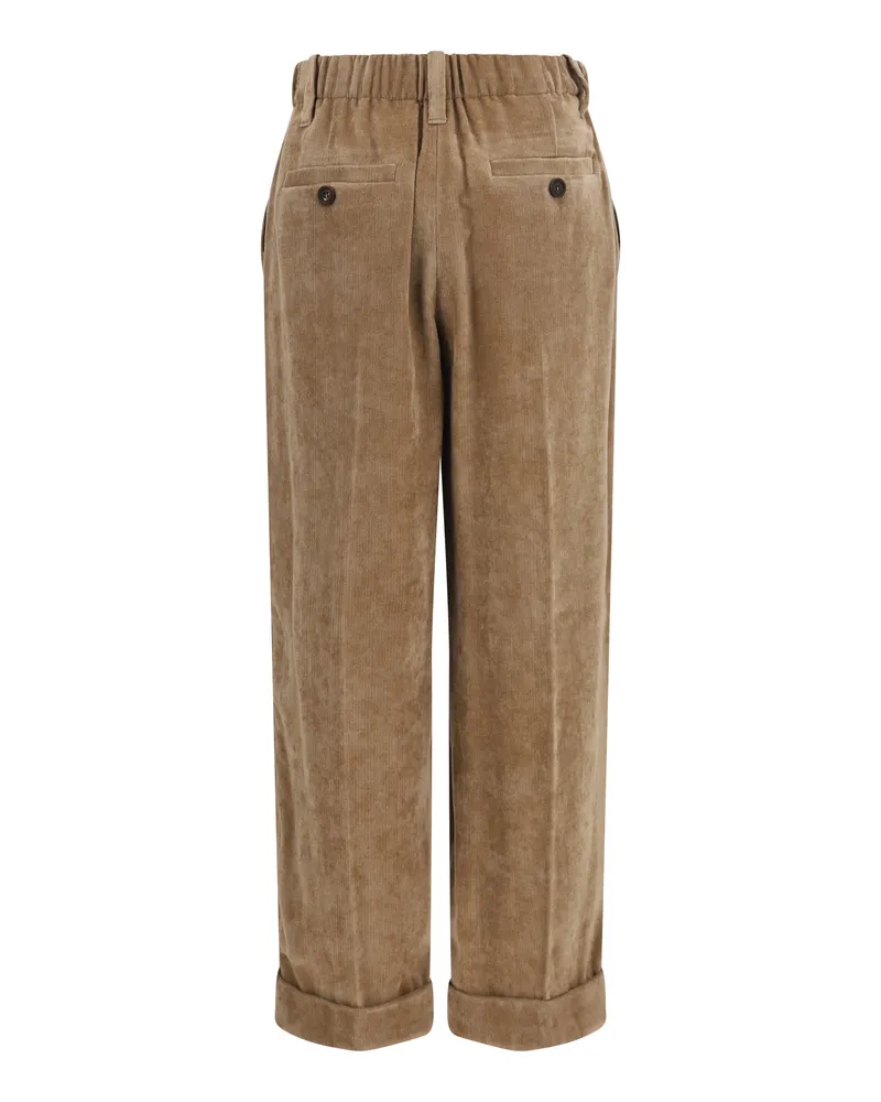 Brunello Cucinelli Women's Pants Viscose-Cashmere Cappuccino Trousers Brown