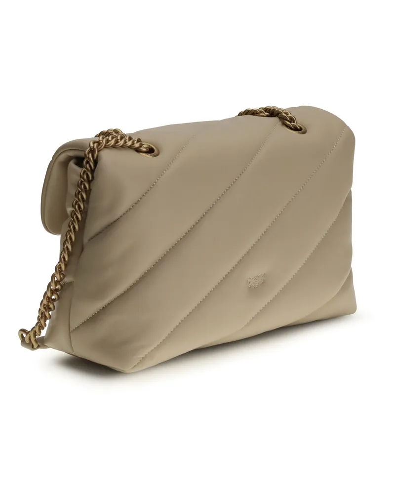 Pinko Women's Shoulder Bag Love Classic Beige-Smoke Grey-Antique Gold Calf Leather Beige/smoke Grey/antique Beige