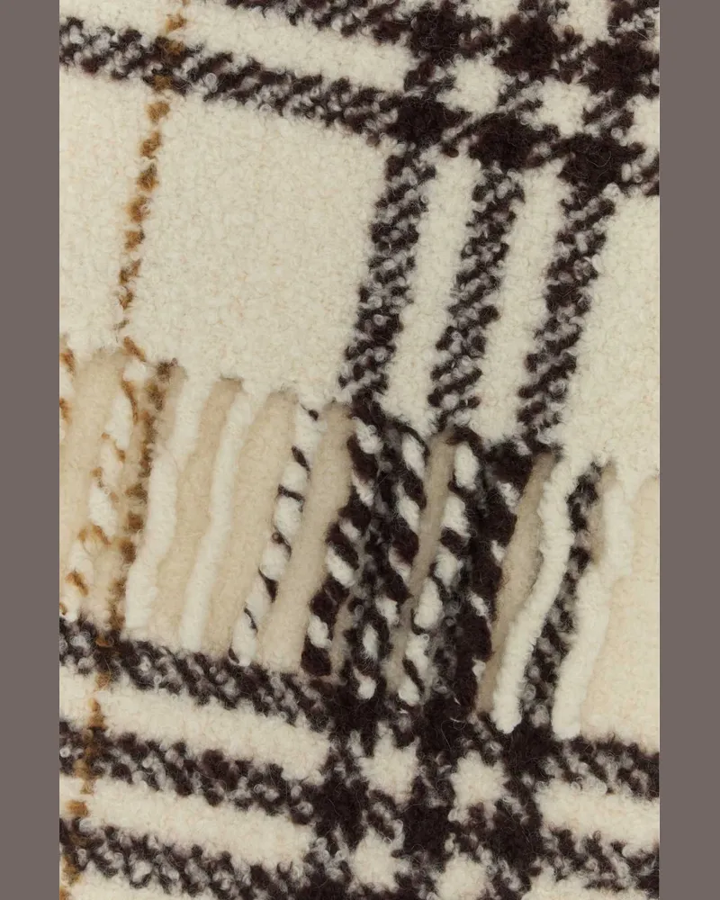 Burberry Houndstooth Check Wool Scarf — Beige Beige