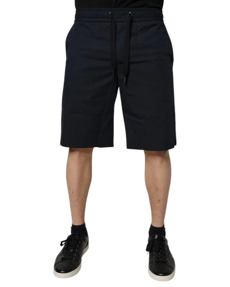 Dolce & Gabbana Men Dark Blue Cotton Bermuda Sweatshorts Shorts Elastane Navy