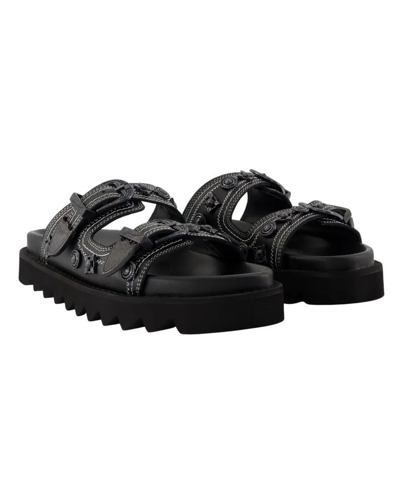Toga Women's Aj1432 Sandals -  Leather Black Calfskin Shoes Black