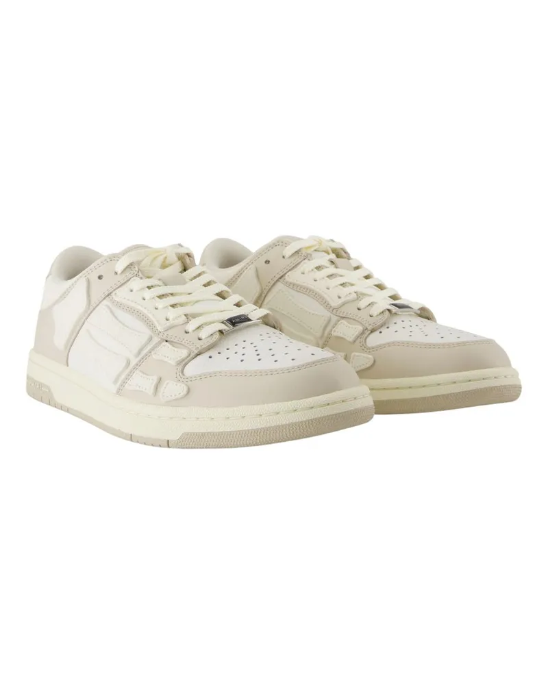 Amiri Men's Skel Top Low Sneakers -  Leather Beige Ivory Calfskin Shoes Beige