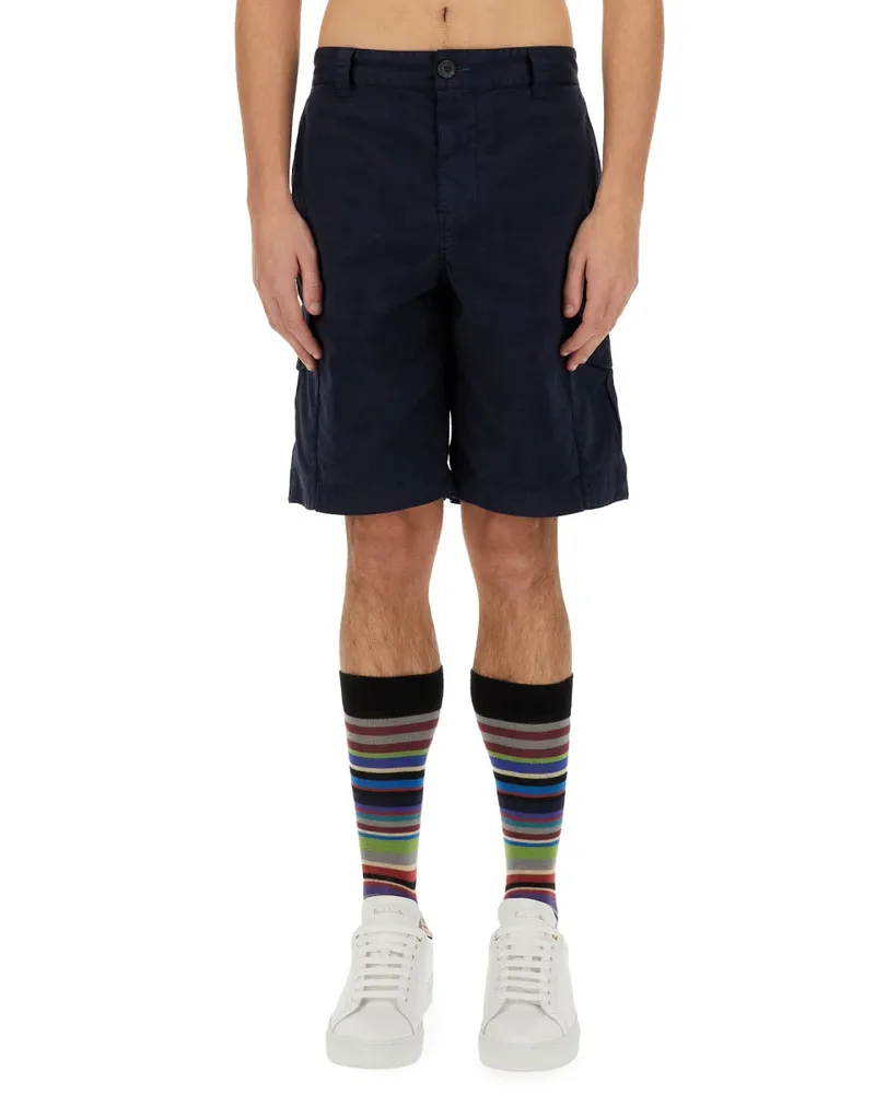 Paul Smith Cotton Cargo Cargo Shorts — Blue Blue