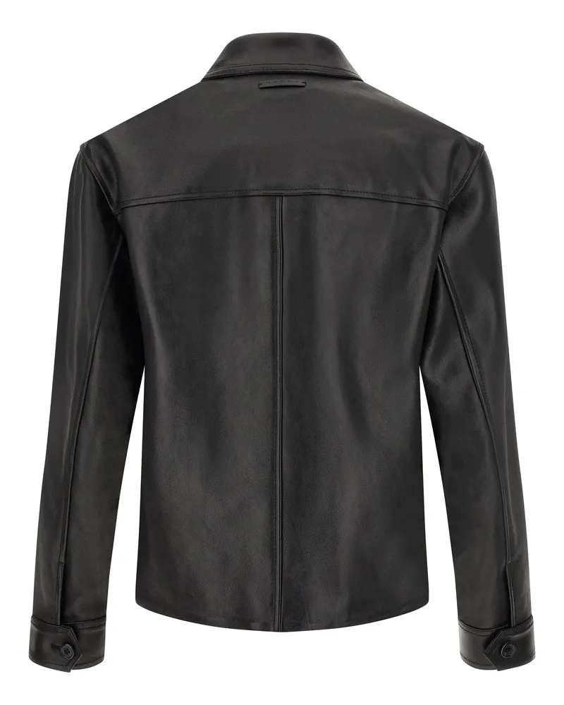 Marni Men's Multicolor Calfskin Leather Jacket Clothing Brown