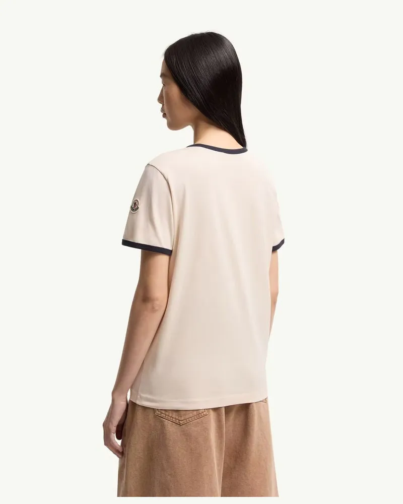 Moncler Contrast-Trim T-Shirt — Ecru Ecru