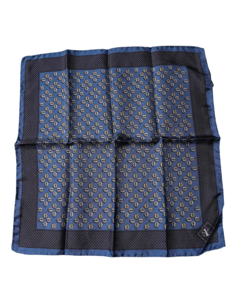 Dolce & Gabbana Men's Blue Lady Bug Silk Square Handkerchief Scarf Blue
