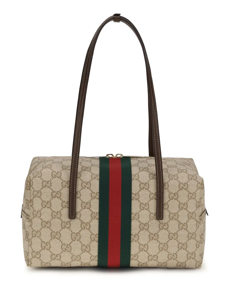 Gucci Women's Shoulder Bag Boston Melrose Coated Fabric Brown Handbags Hand Brown