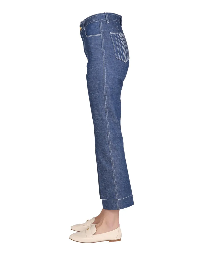 Tory Burch Wide Leg Cotton Jeans — Blue Blue
