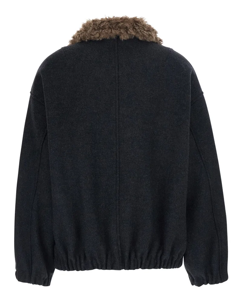 Jucca Women's Bomber Jacket Grey Wool Blend Coat Gray