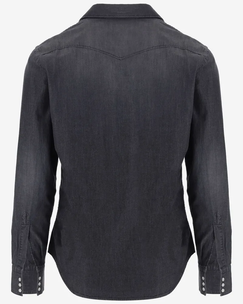 Alessandro Gherardi Men's Cotton Denim Shirt Dark Grey Gray