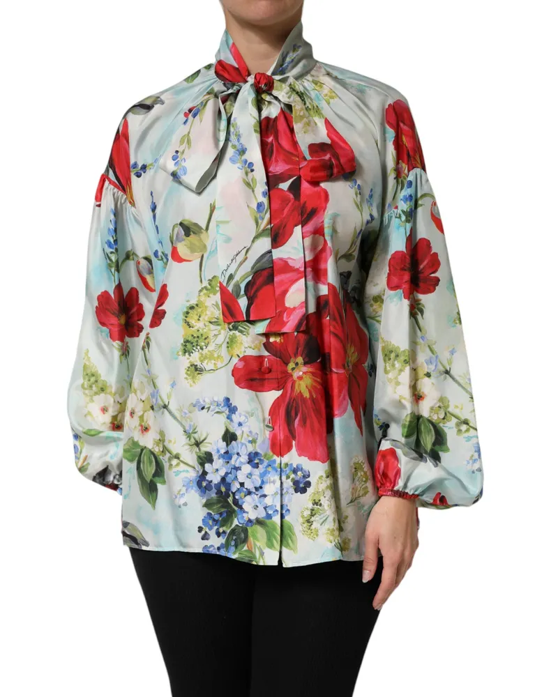 Dolce & Gabbana Women's Multicolor Floral Long Sleeves Blouse Top Multicolor