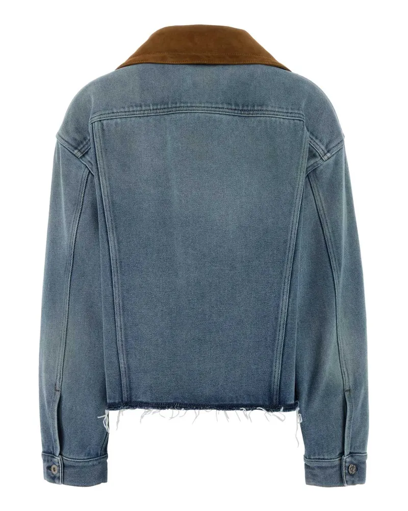 Miu Miu Women's Denim Jacket Azzurro Exterior: Cotton Piumini Down Blue