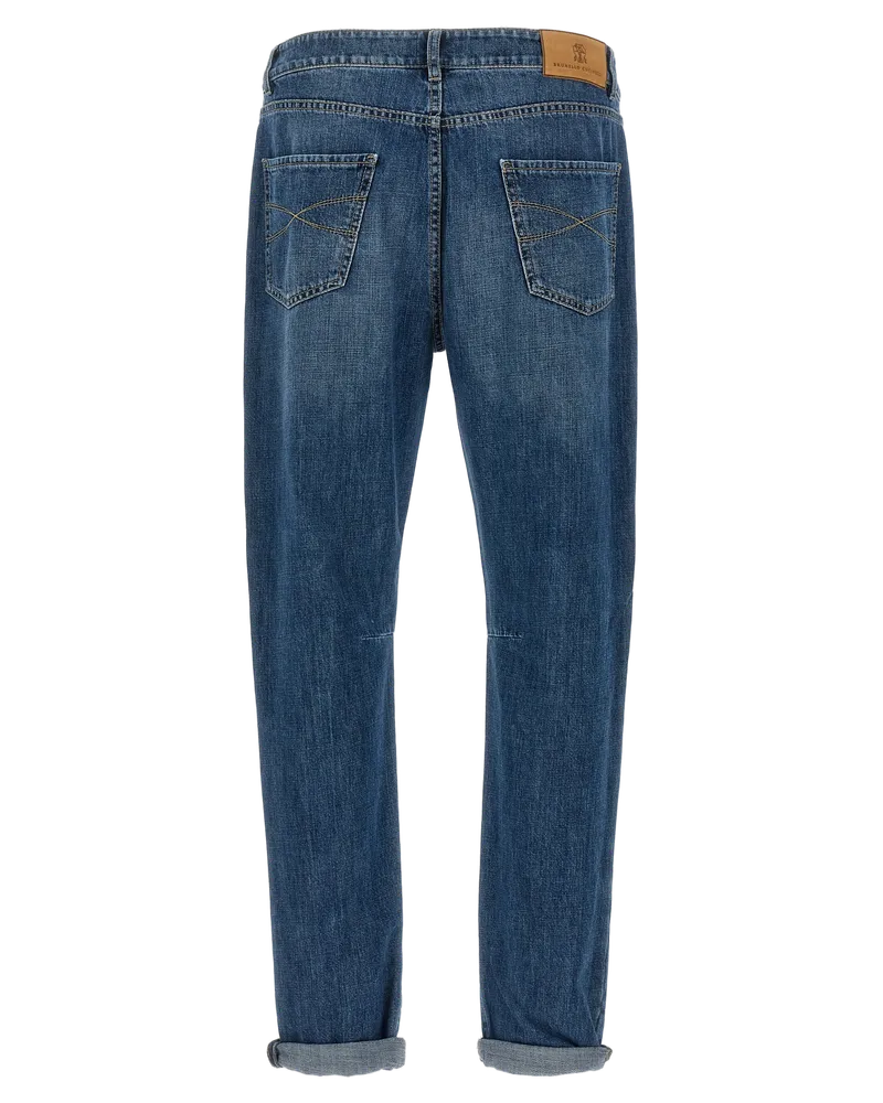 Brunello Cucinelli Cotton Straight-Leg Jeans — Blue Blue