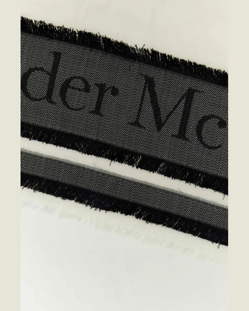 Alexander McQueen Women's Ivory Wool Blend Foulard Ivoryblack Exterior: Polyester Silk Sciarpe E Ivory