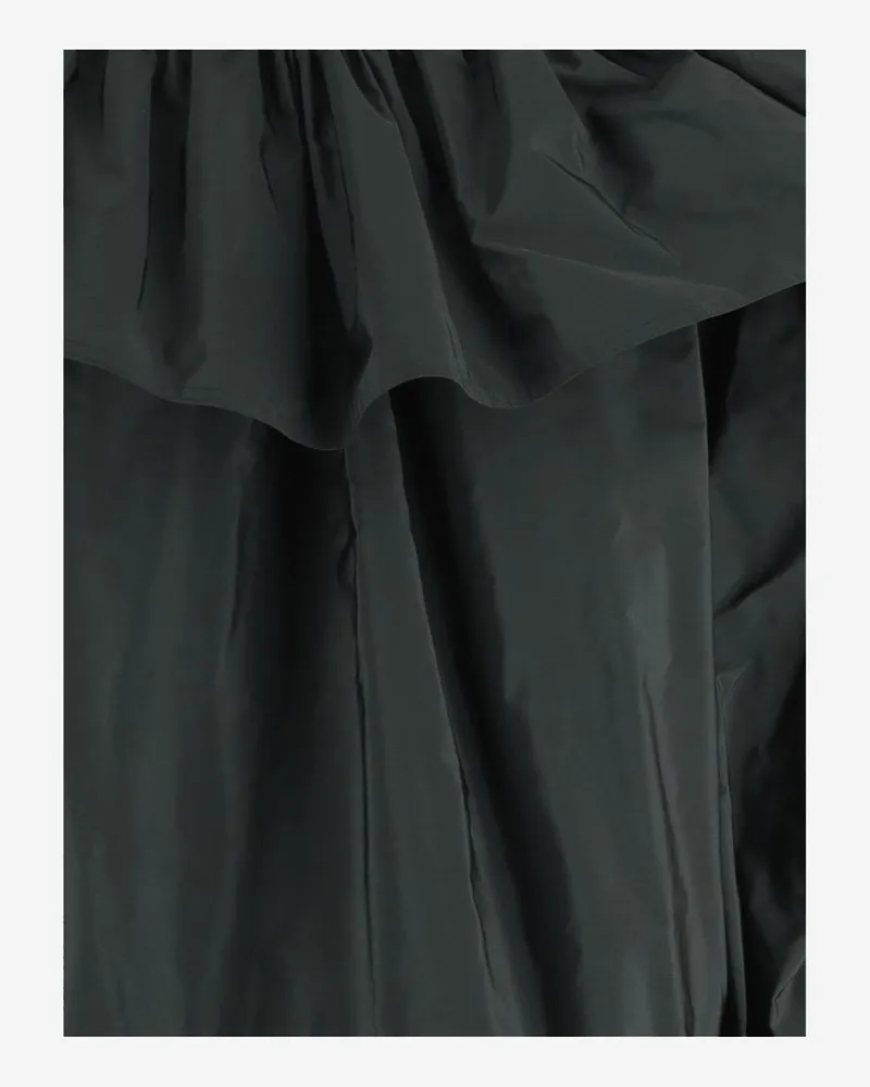 Saint Laurent Women's Silk Top Ruffled Neckline Dark Green Tops Green