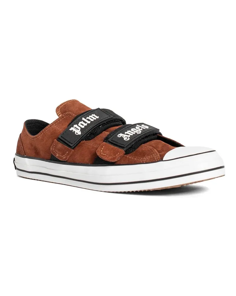 Palm Angels Men's Brown Calfskin Low Top Sneakers Brown