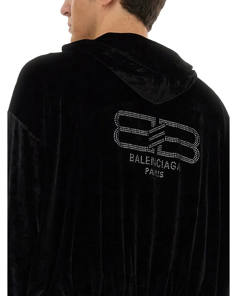 Balenciaga Velvet Viscose Sweatshirt — Black Black
