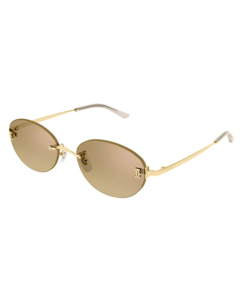 Cartier CT0642SA002 Oval Rimless Sunglasses — Gold Gold