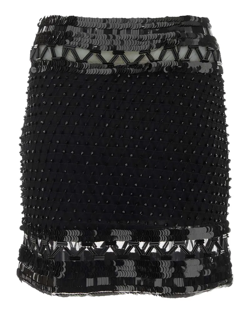 Alberta Ferretti Women's Embellished Mesh Mini Skirt Black Exterioor Nylon Black