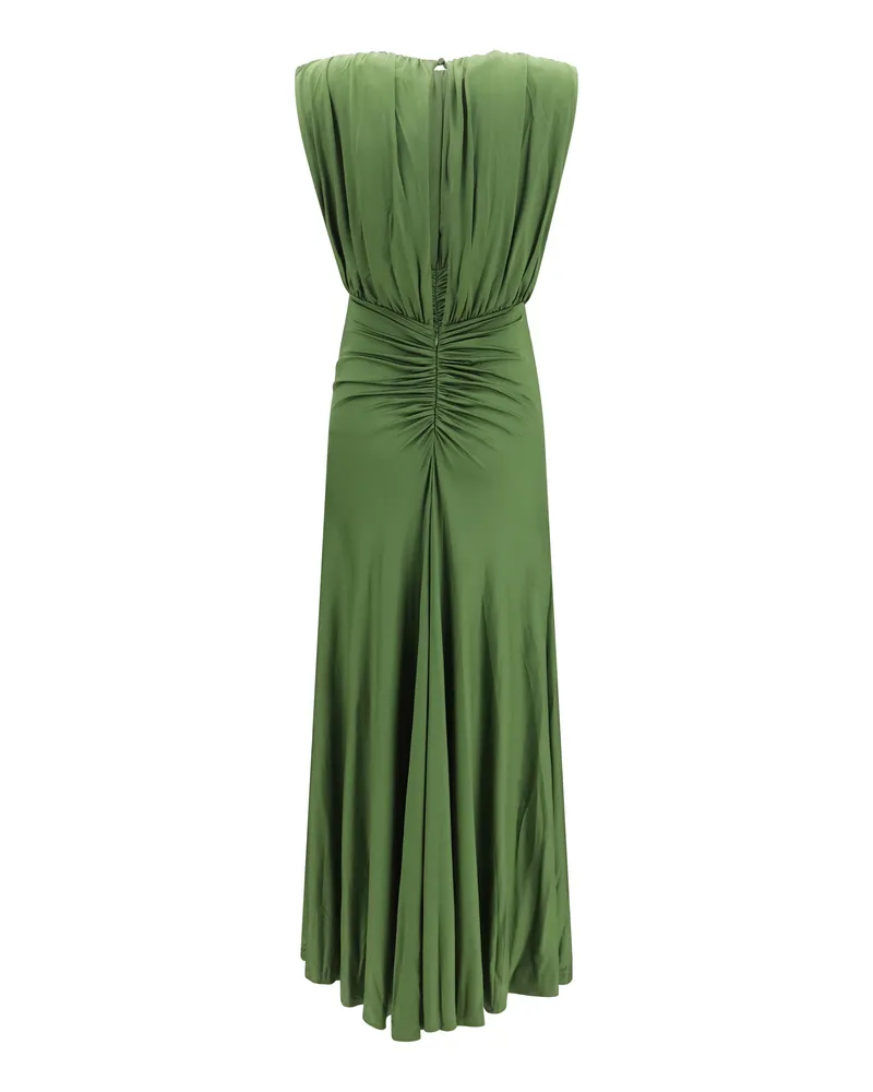 Self-Portrait Women's Jersey Gathered Maxi Dress Green Viscose; Elastane Green