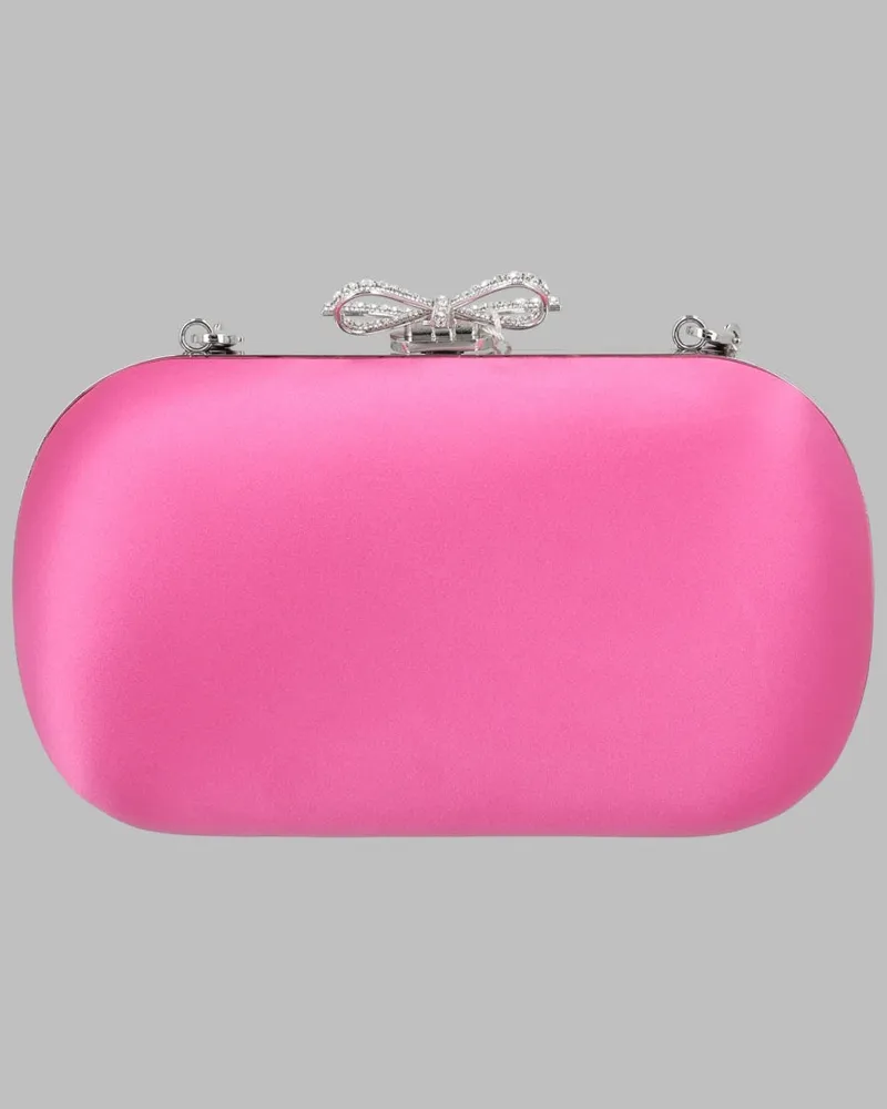 Self-Portrait Satin Bow Clutch — Pink Pink