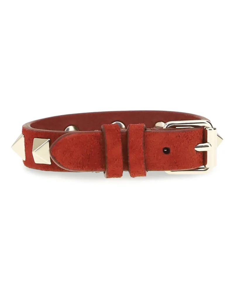 Valentino Garavani Women's Bracelet Rockstud Russet Red Calf Leather Bracelets Red
