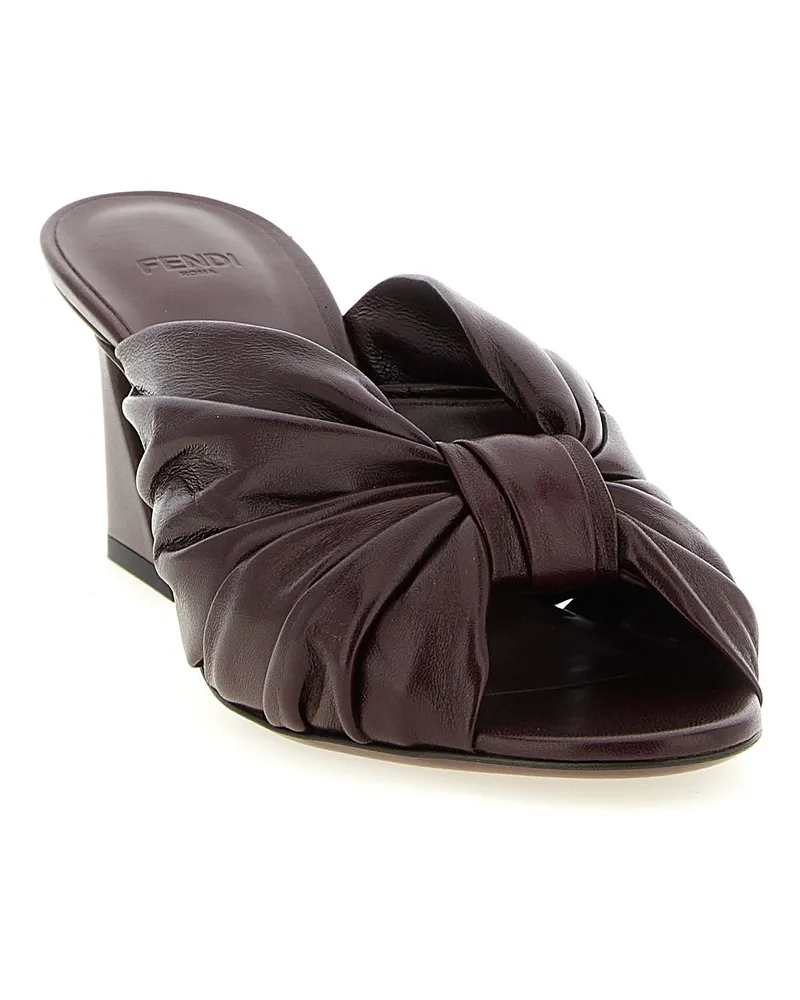 Fendi Women's Bordeaux Lamb Leather Platform Sandals Bordeaux