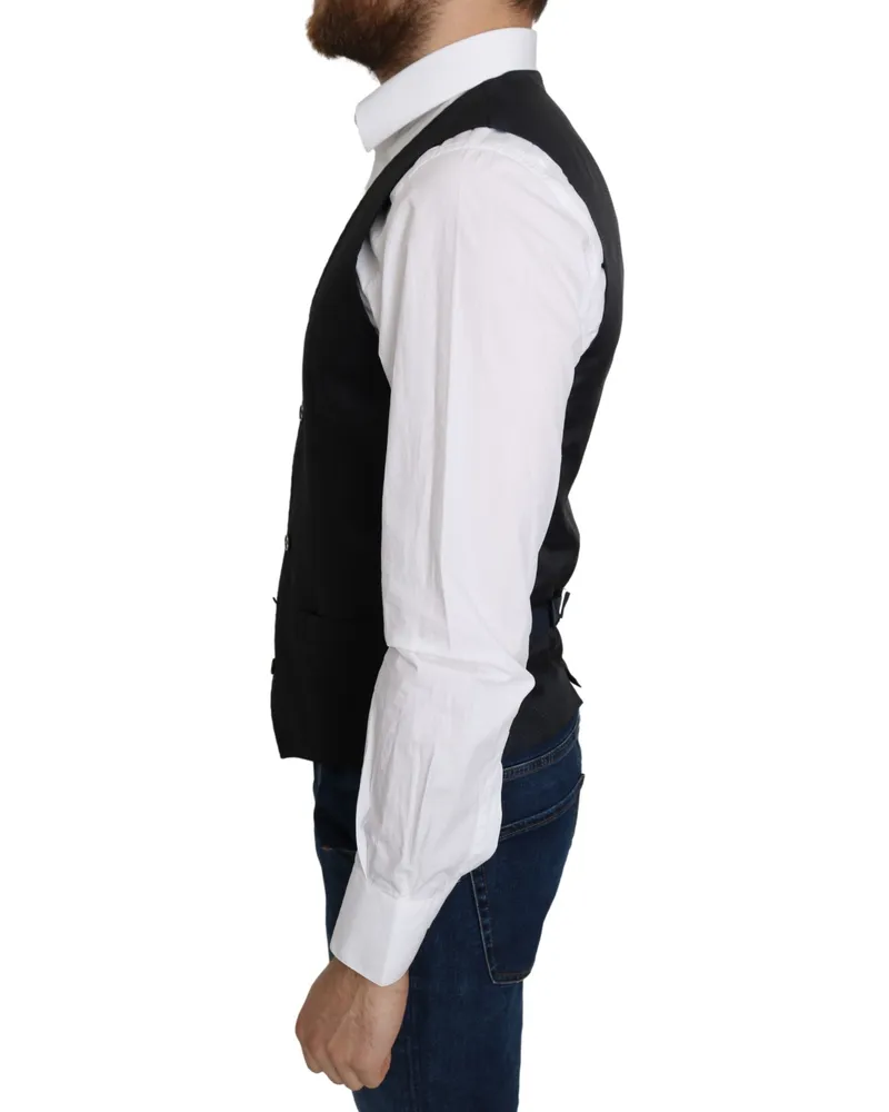 Dolce & Gabbana Cotton-Silk Formal Vest — Black Black