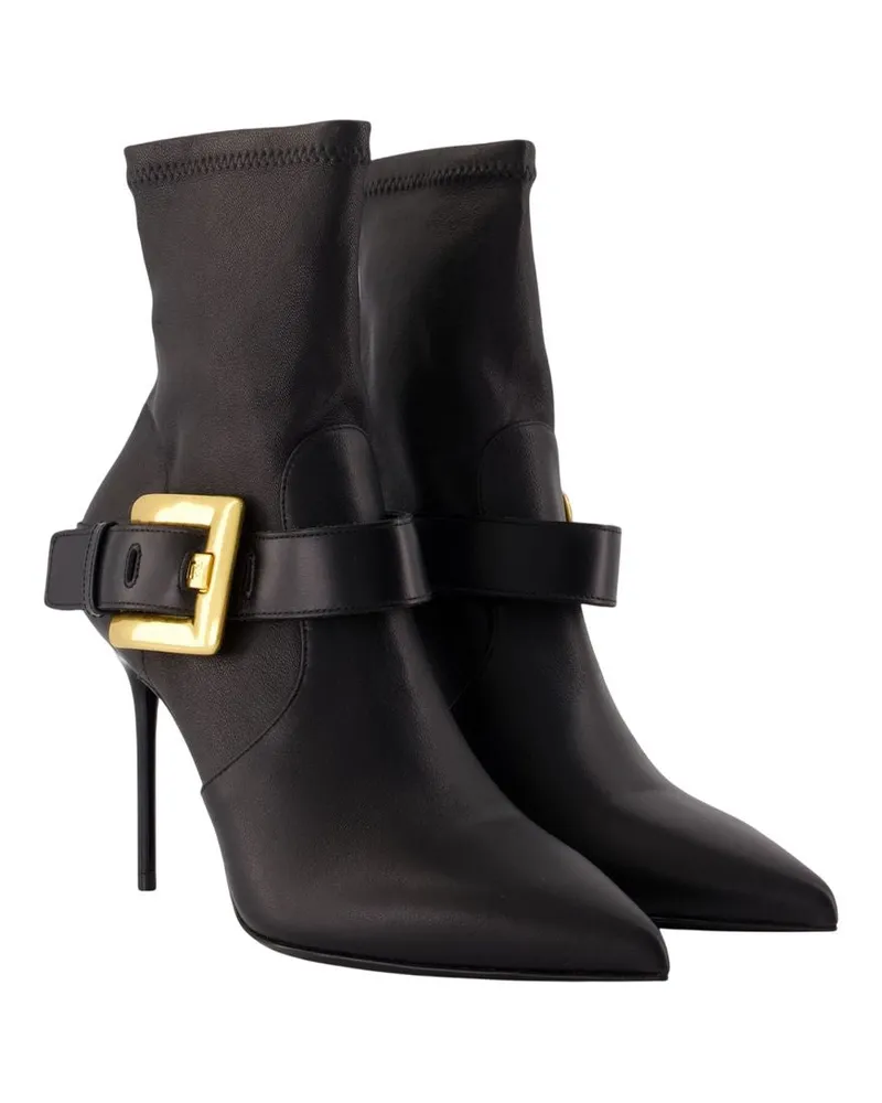 Balmain Women's Anthem Ankle Boots Leather Black Lambskin Shoes Ankle-boots Black