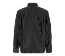Men's Lamb Leather Overshirt Jacket Black