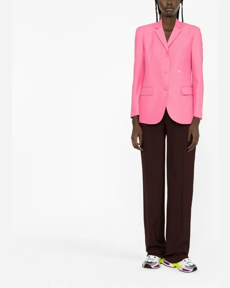 Palm Angels Logo-Embroidered Cotton Blazer — Pink Pink