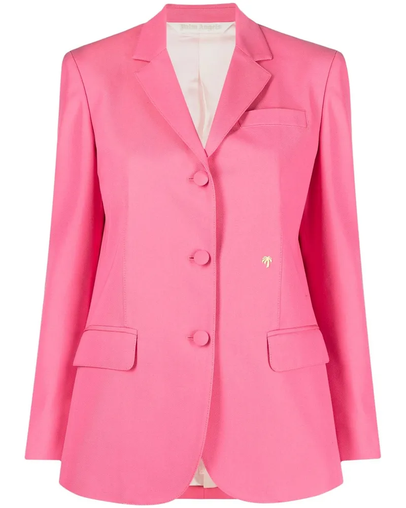 Palm Angels Logo-Embroidered Cotton Blazer — Pink Pink