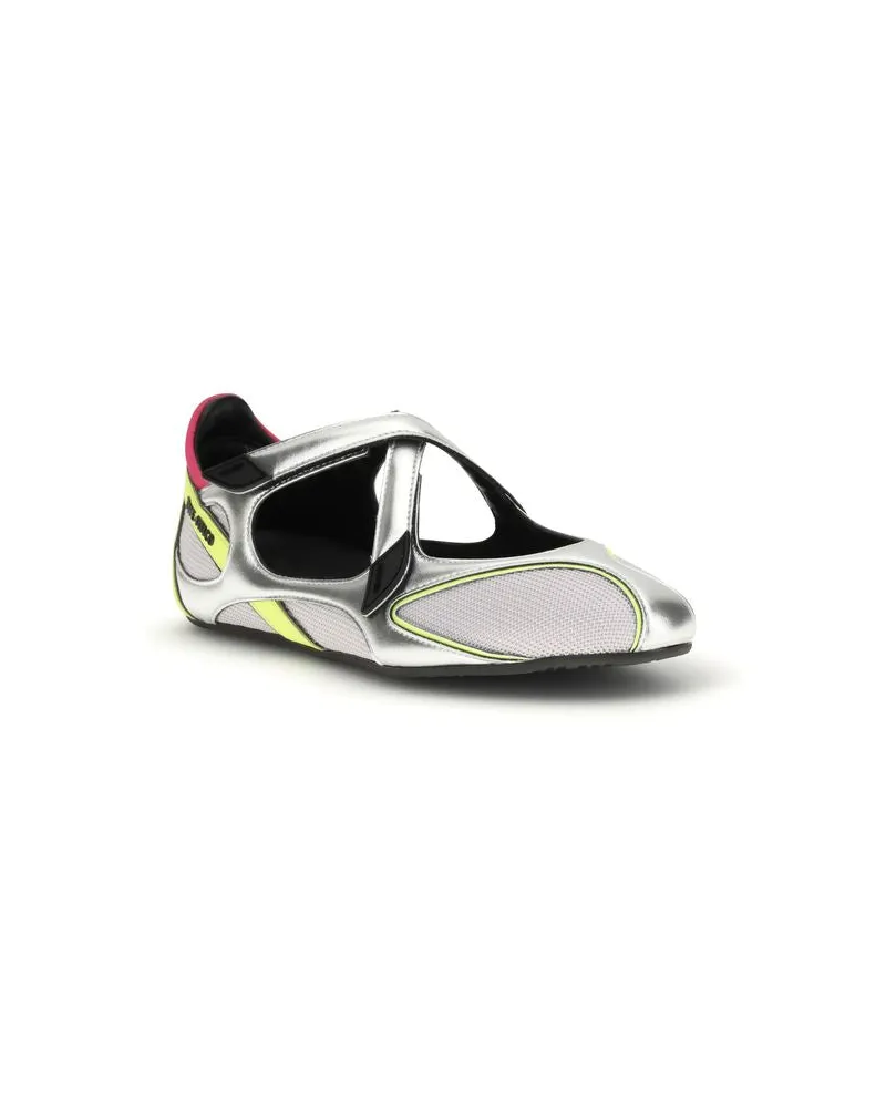 ATTICO Women's Silver Polyurethane Ballet Flats Silver