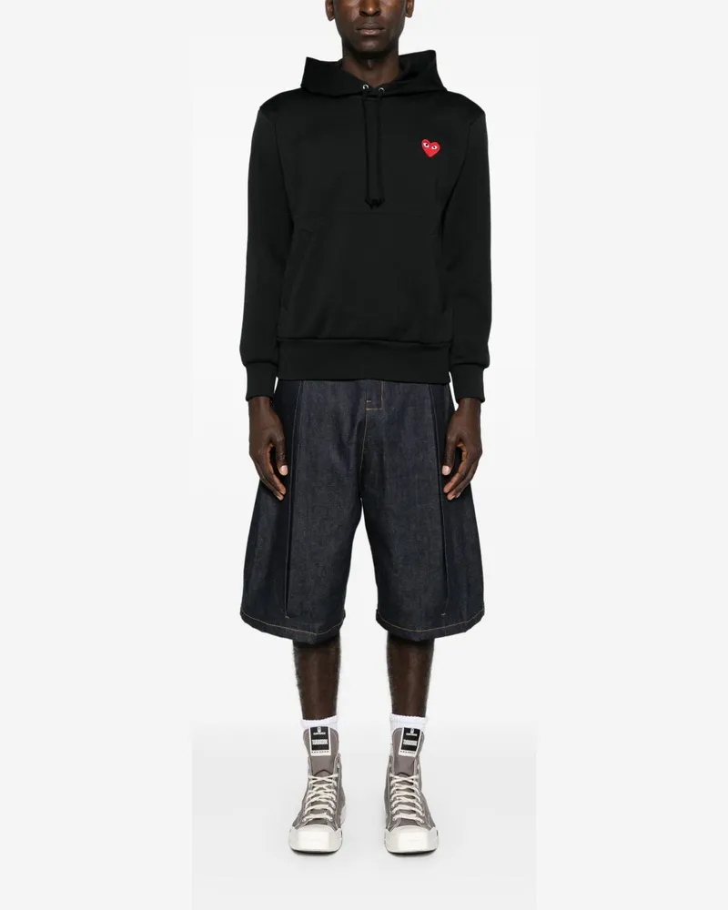 Comme des Garçons Signature Heart Patch Hoodie — Black Black